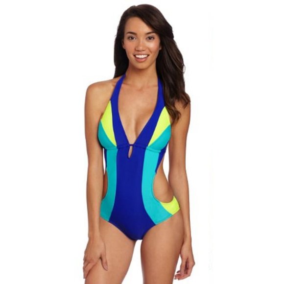 Hobie Other - Hobie Hailey Blue Colorblock Halter Monokini